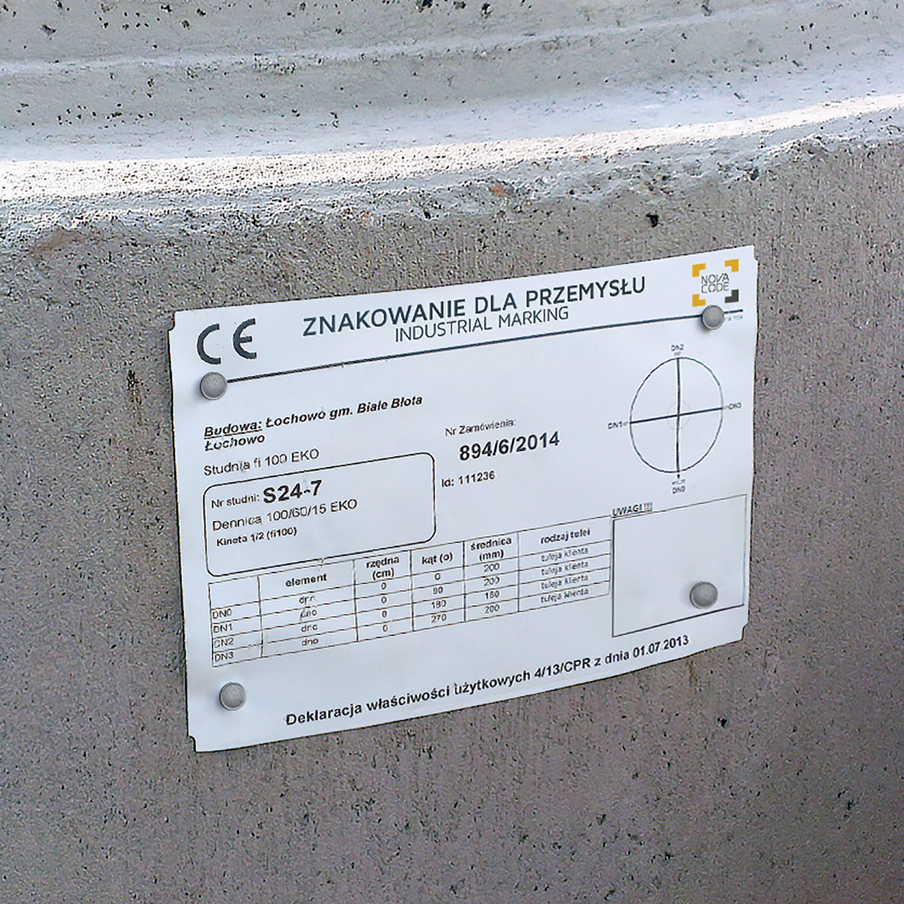 Znakowanie dla przemysłu - etykieta prefabrykatu betonowego